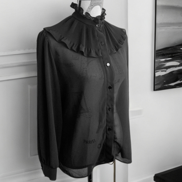 unbranded Tops - Elegant collar black blouse MEDIUM